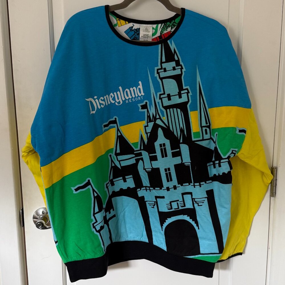NWT Disney Parks Disneyland Resort Castle Allover Print Reversible Sweatshirt